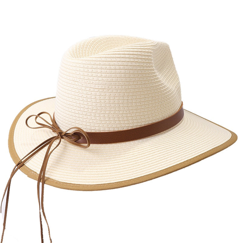 Belt Bow Straw Beach Hat